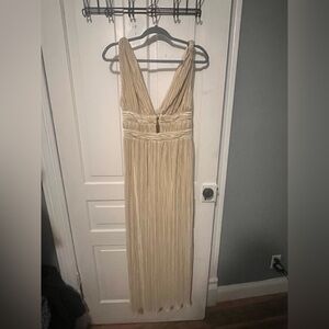 Hello Molly Cream Pleated Maxi Dress